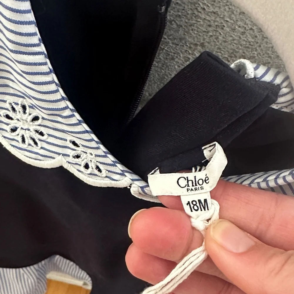 Chloe Black and White Striped Kids Dress - Picture 3 of 3